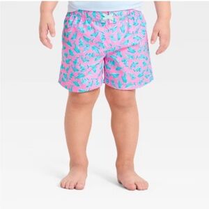 Cat & Jack Toddler Boys Shark Swim Trunks Pink Blue Size 6/7 NWT